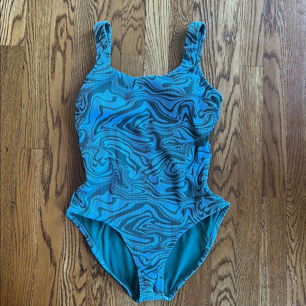Nike One Piece Blue and Green Swimsuit